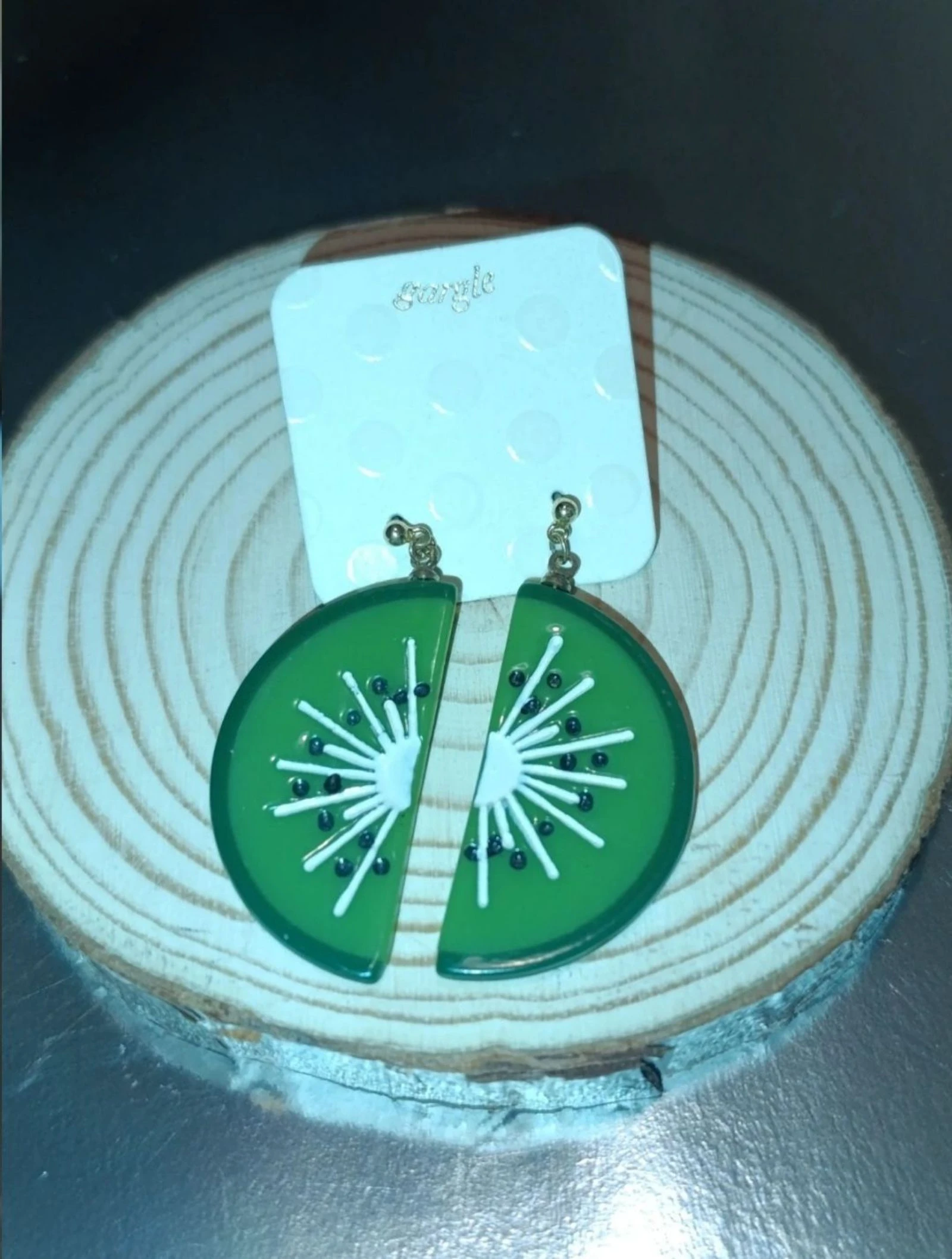 Pendientes Gargle Kiwi verde y negro